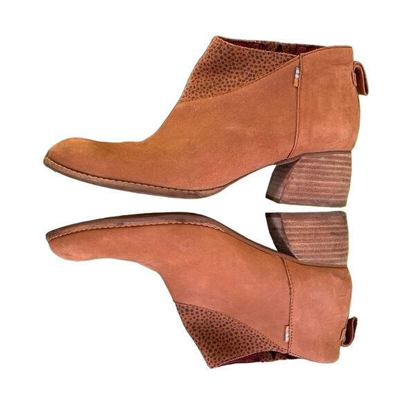 TOMS Leilani Brown Suede Leather Ankle Bootie with Cheetah Print Size 8.5 - Picture 3 of 7